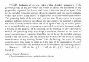 19-3605. Inclusion of certain cities within district; procedure